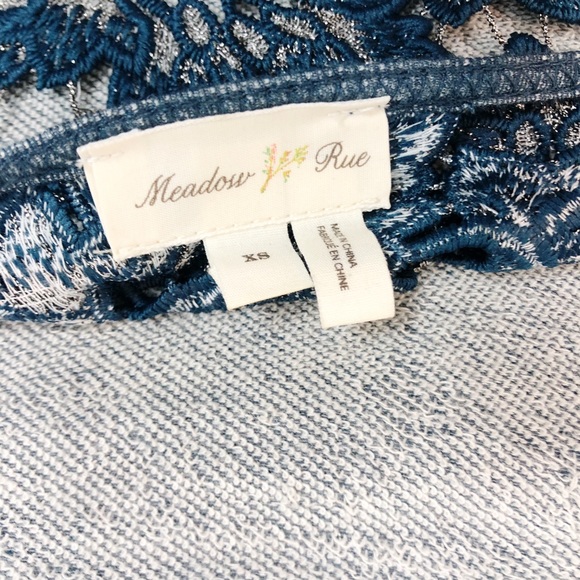 Meadow Rue Bria Lace Back Pullover Teal Silver XS - Picture 7 of 8